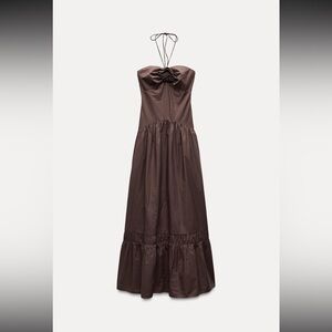 Zara chocolate poplin dress NWT